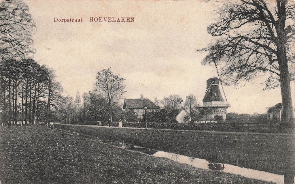 JP293 Hoevelaken Dorpstraat Molen 1919, Verzenden, Voor 1920, Gelopen, Utrecht