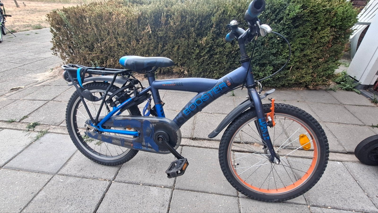 Jongensfiets 18 inch - Loekie Booster - Blauw/Oranje, Ophalen, Terugtraprem, Loekie, 16 tot 20 inch