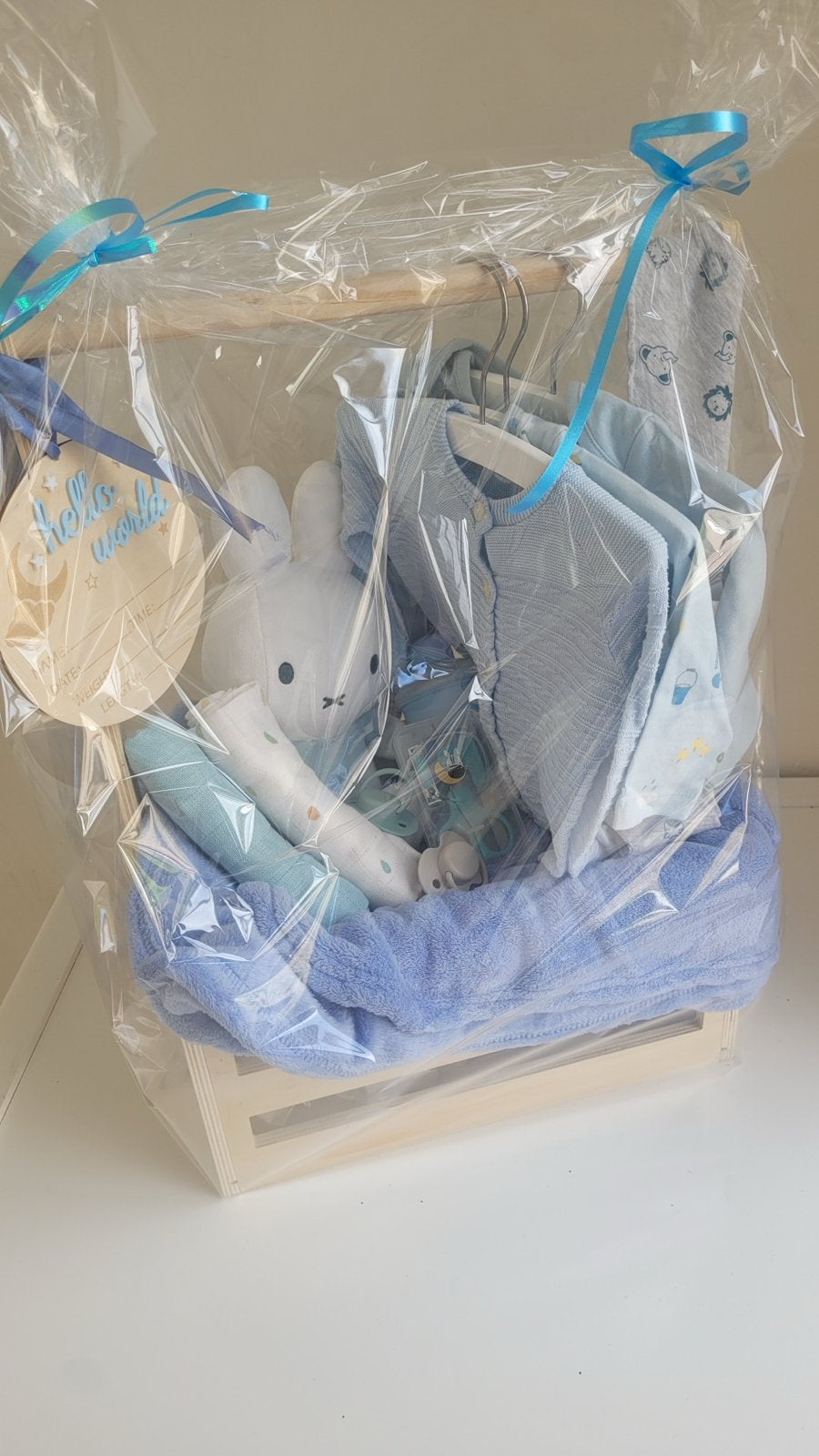 Luxe Baby Jongen Kraamcadeau Mand - "Hello World", Ophalen, Nieuw, Kraamcadeau