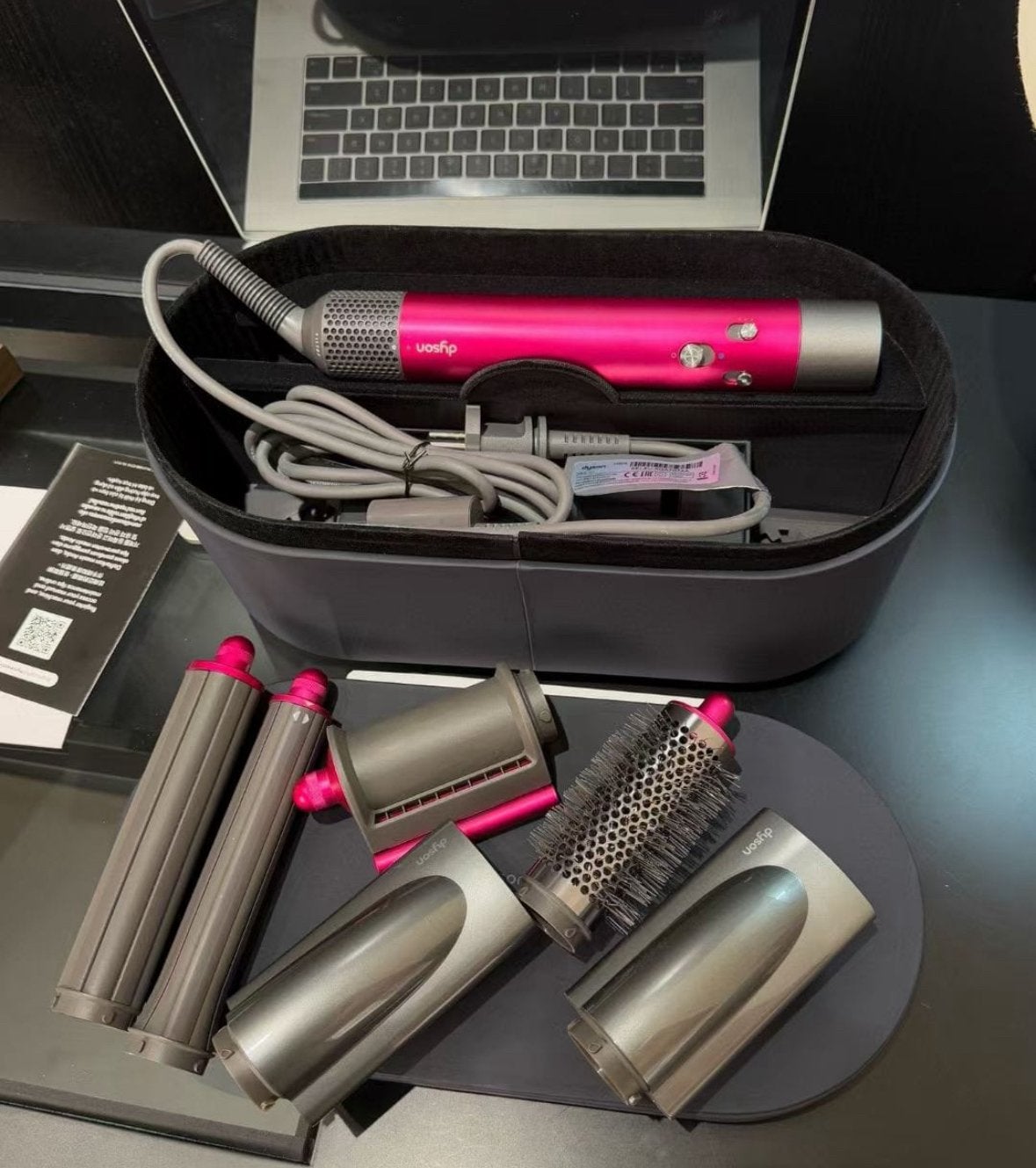 Dyson Airwrap Complete Long (HS05) – Fuchsia / Nikkel, Ophalen of Verzenden, Zo goed als nieuw, Föhn of Haardroger