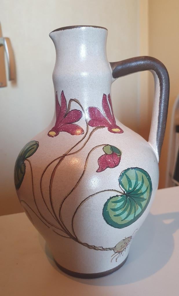 Vintage puntgave genummerde hegselkan met cyclamen, Ophalen of Verzenden