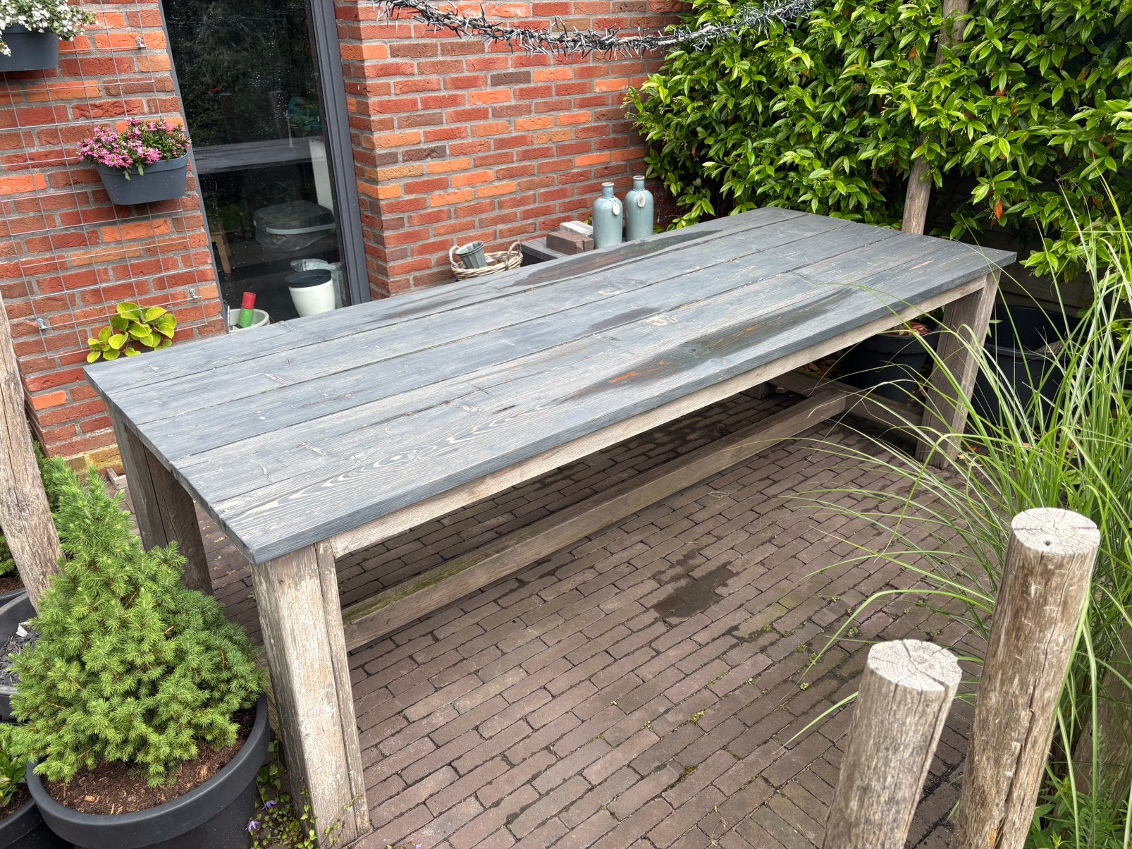 Steigerhouten tuintafel 250x100 cm, Ophalen, Zo goed als nieuw, Rechthoekig, Hout
