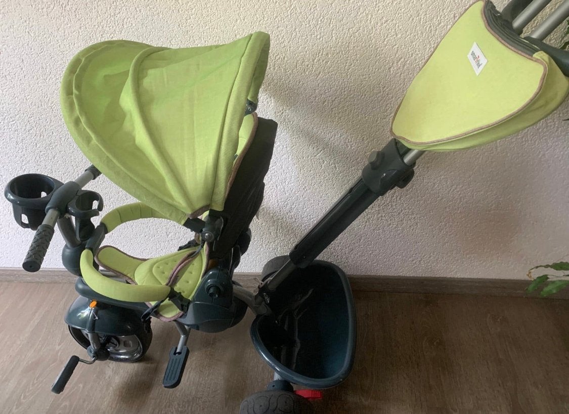 Smartrike driewieler groen met duwstang, Ophalen, Gebruikt, Overige merken, Verstelbare duwstang