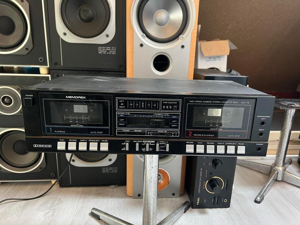 Memorex SCT-74 Stereo Cassette Deck - Dubbel Deck, Ophalen of Verzenden, Dubbel, Overige merken, High speed dubbing
