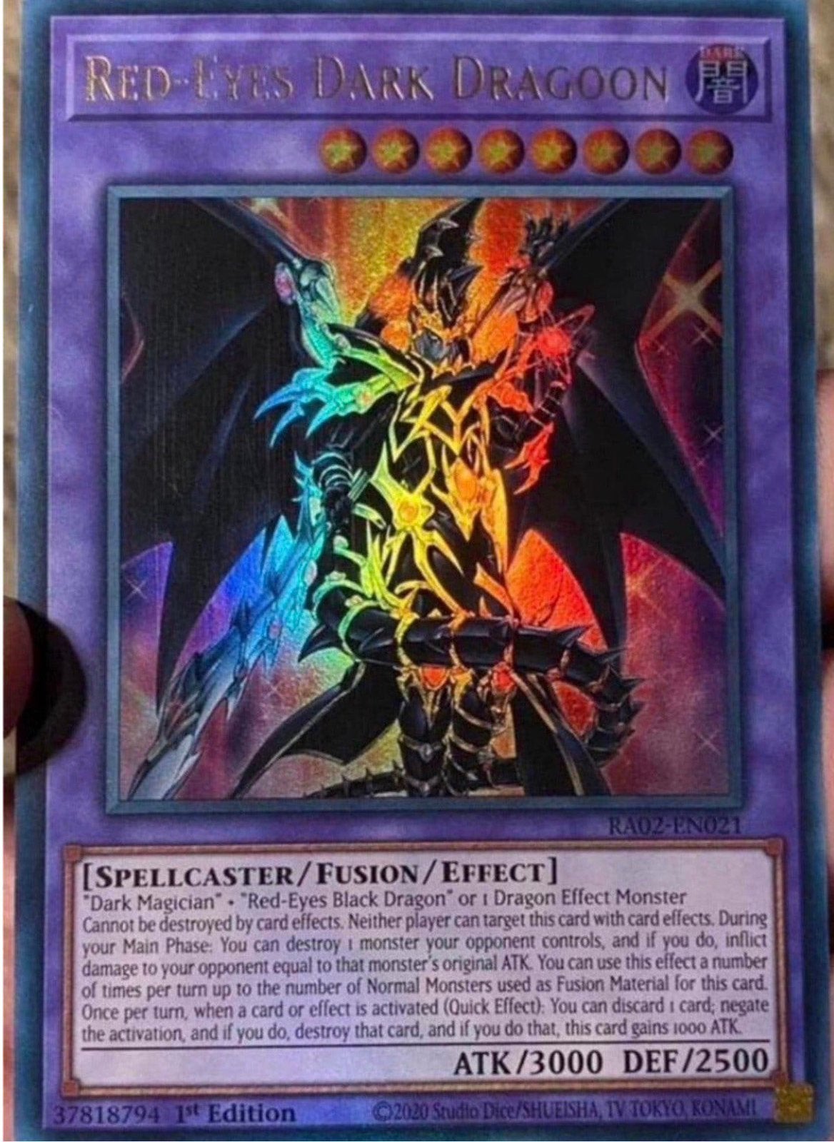 Yu-Gi-Oh! Red-Eyes Dark Dragoon RA02 1st Edition M/NM !, Ophalen of Verzenden, Zo goed als nieuw, Losse kaart, Foil