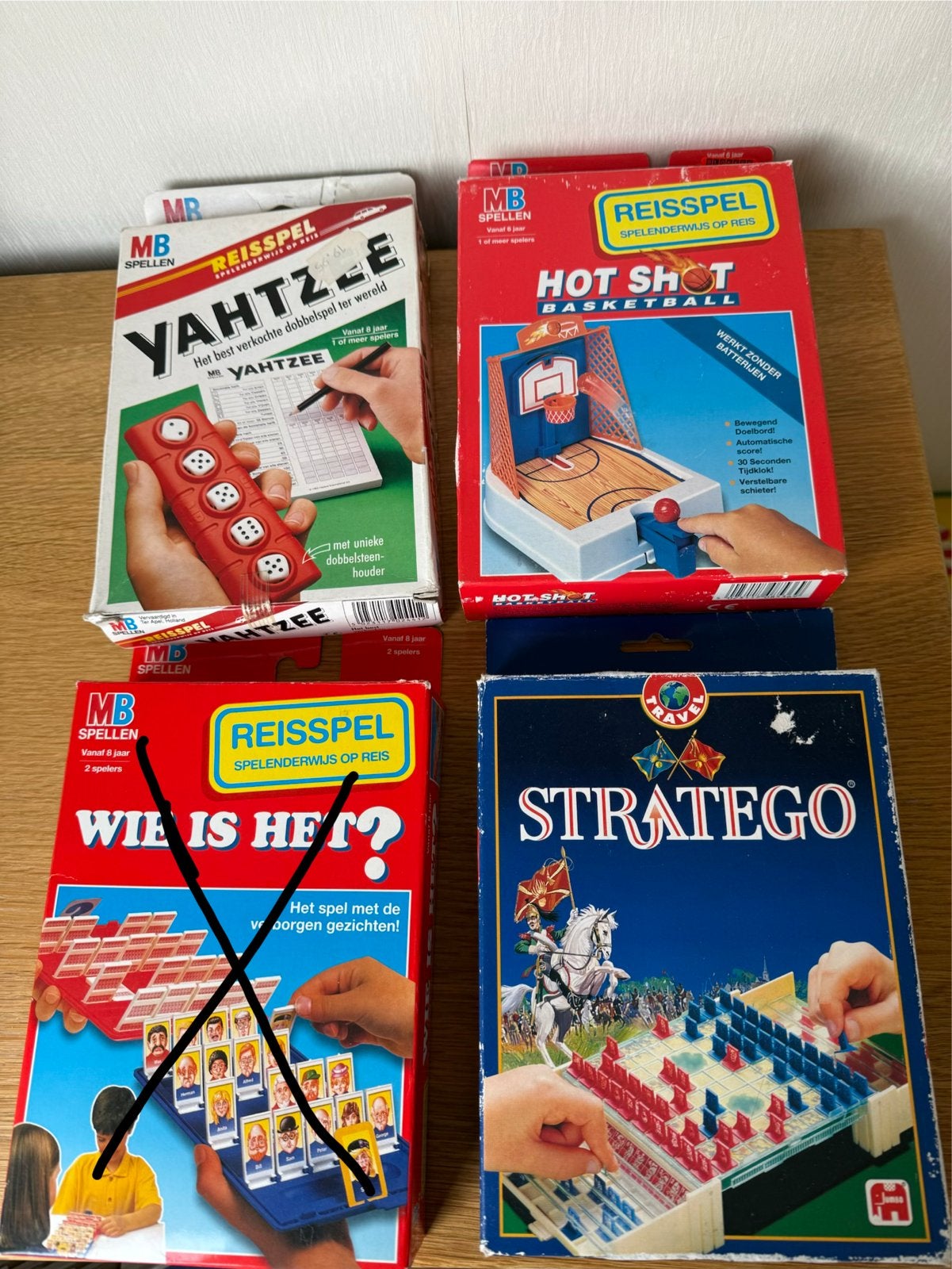 3 Reisspellen: Yahtzee, Hot Shot Basketball, Stratego, Een of twee spelers, Ophalen of Verzenden, Gebruikt, Reisspel