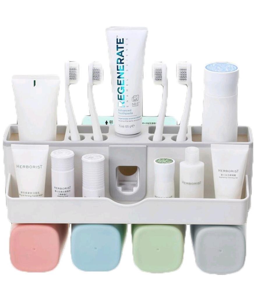 Multifunctionele badkamer organizer met 4 spoelbekers, Ophalen of Verzenden, Nieuw, Wit, Overige typen