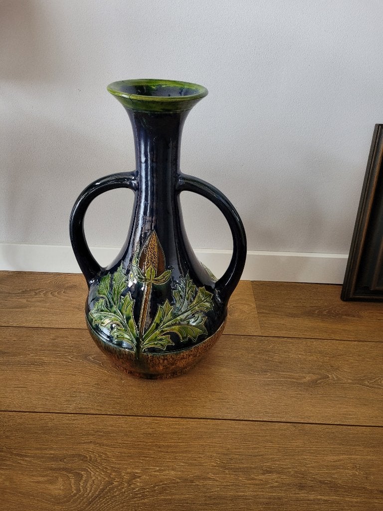 prachtige Majolica aardewerk   vaas  omstreeks 1900, Ophalen