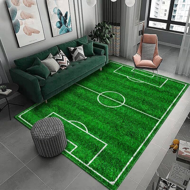Voetbalveld Vloerkleed / Kleed Tapijt Mat Vloermat Voetbal, Huis en Inrichting, Verzenden, Rechthoekig, Groen, Nieuw