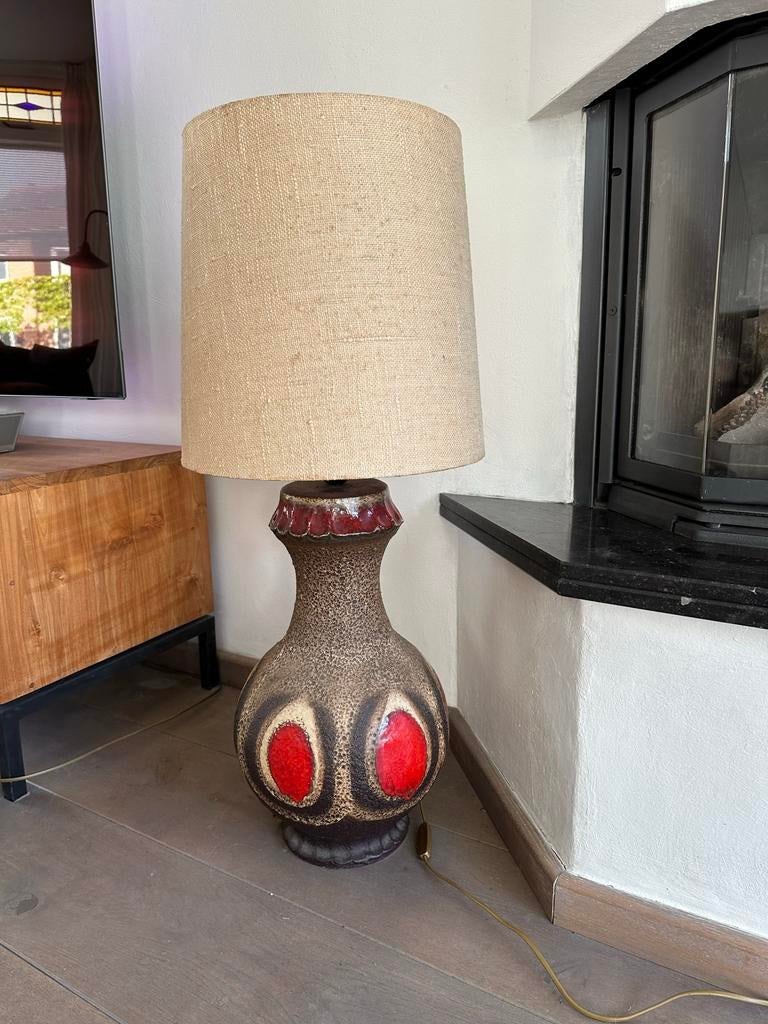 West germany Fat Lava Vloerlamp met Stoffen Kap, Ophalen