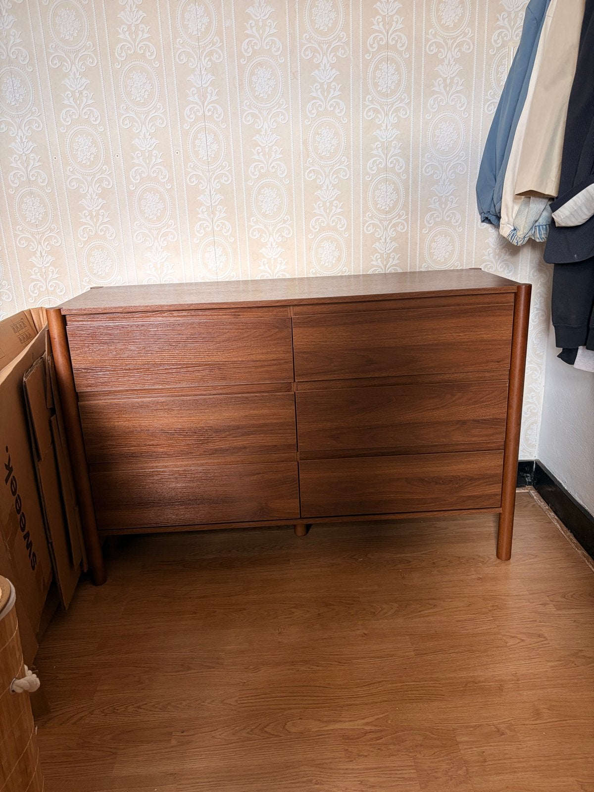 Houten ladekast met 6 laden - nieuw, Ophalen, Gebruikt, 100 tot 150 cm, 5 laden of meer