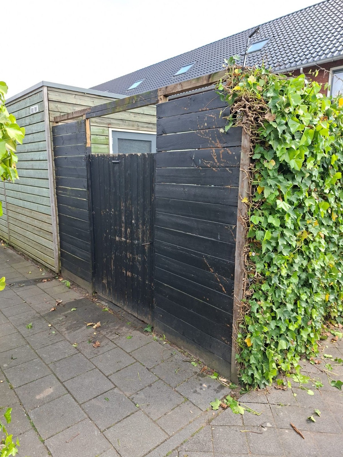 Tuinhout met brede poort, Minder dan 3 meter, Ophalen of Verzenden, Hout, 1 tot 2 meter