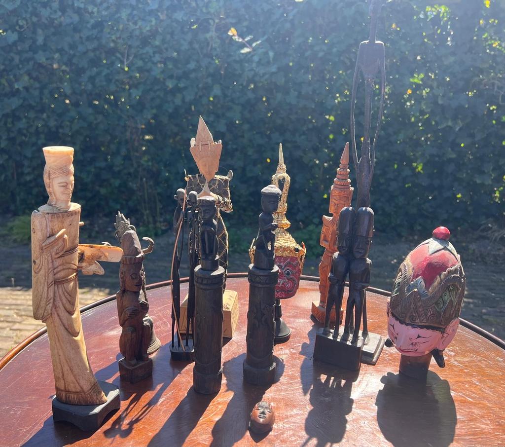 Collectie exotische figuren van brons, aardewerk en hout, Antiek en Kunst, Ophalen, Brons, 20 - 50 cm, Beeld