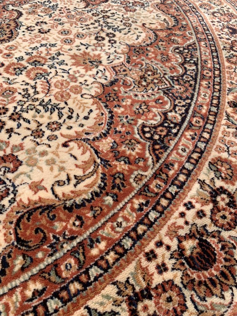 Schitterend Sfeervol Rond Vintage Vloerkleed in Nieuwstaat., Ophalen, Rond, 200 cm of meer, Zo goed als nieuw