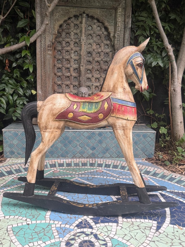 Decoratie hobbelpaard uit Bali Indonesie handwerk paard, Huis en Inrichting, Brocante, Meerkleurig, Nieuw, Ophalen of Verzenden