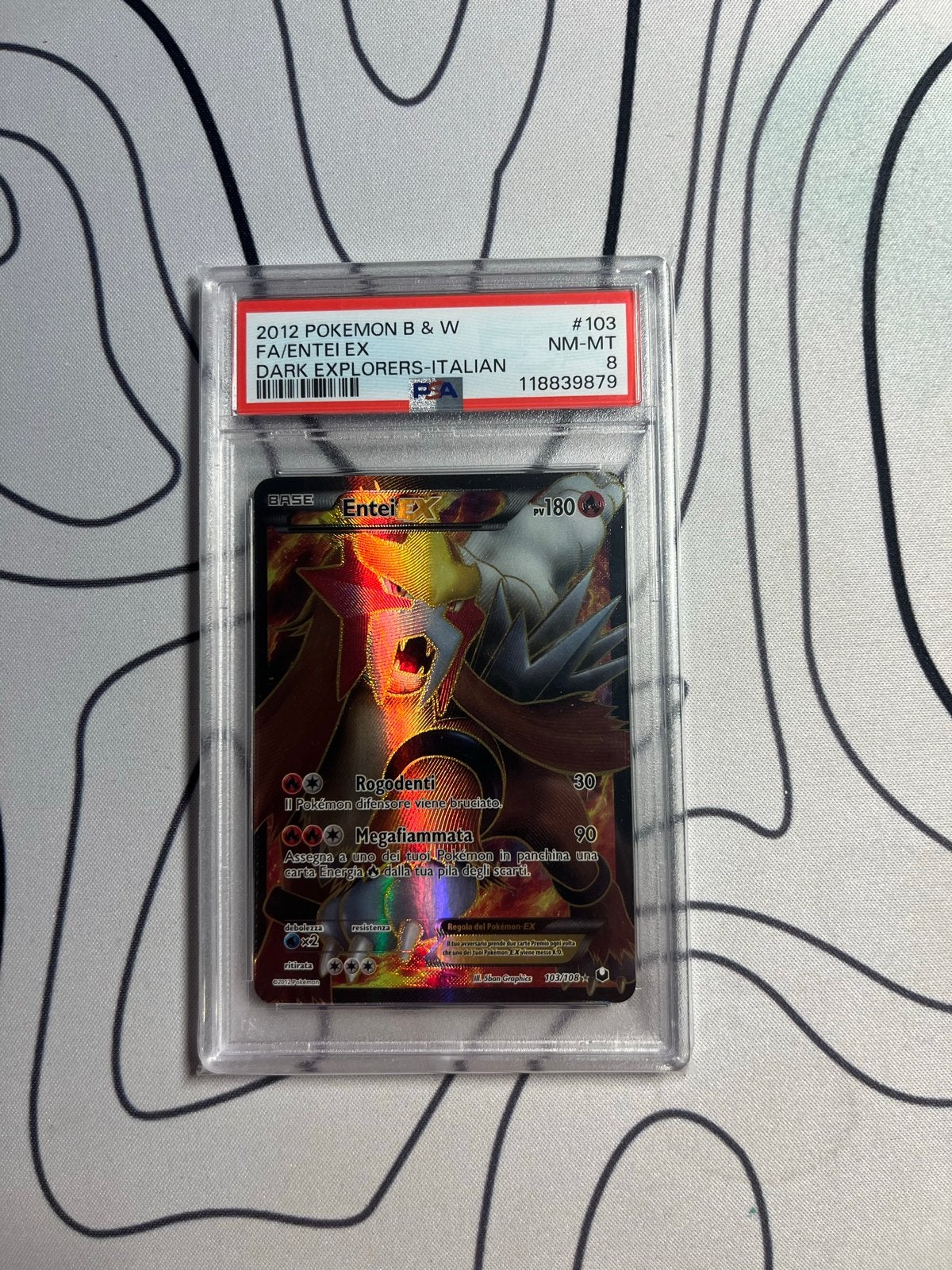 Entei EX PSA 8 - Dark Explorers - Italiaans, Ophalen of Verzenden, Zo goed als nieuw, Losse kaart