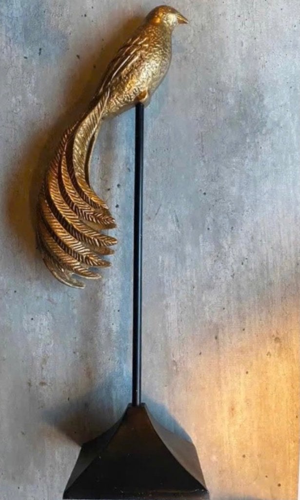 Messing / koper hoge papegaai op stand, 58 cm hoog totaal, Ophalen of Verzenden