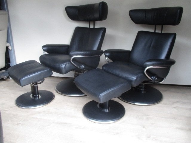 NIEUWSTAAT set design relax fauteuils Stressless Jazz zwart, Hout, 75 tot 100 cm, Ophalen of Verzenden, Zo goed als nieuw