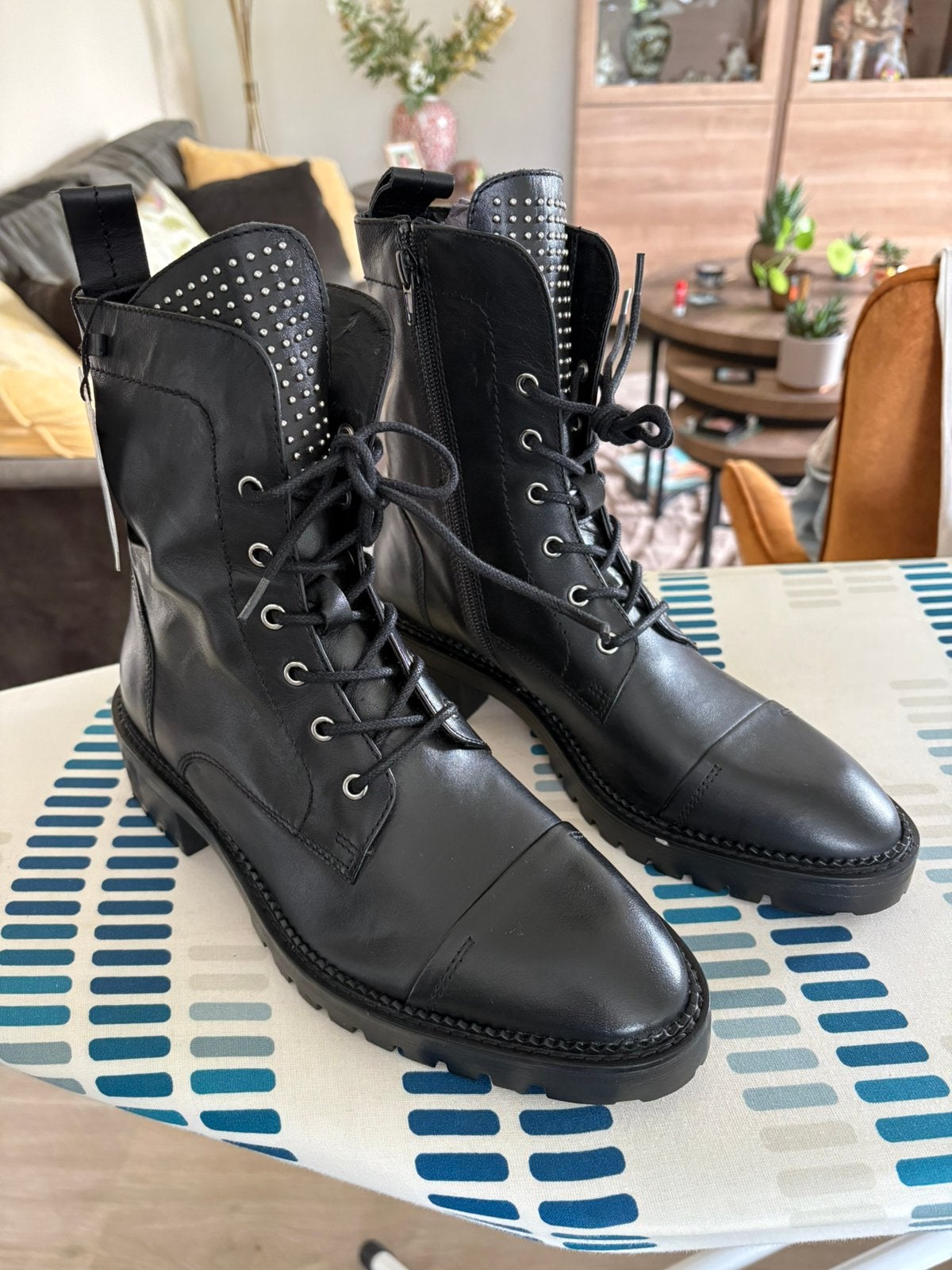 Nieuwe Zara veter laarzen, Kleding | Dames, Schoenen, Verzenden, Zwart, Lage of Enkellaarzen, Nieuw