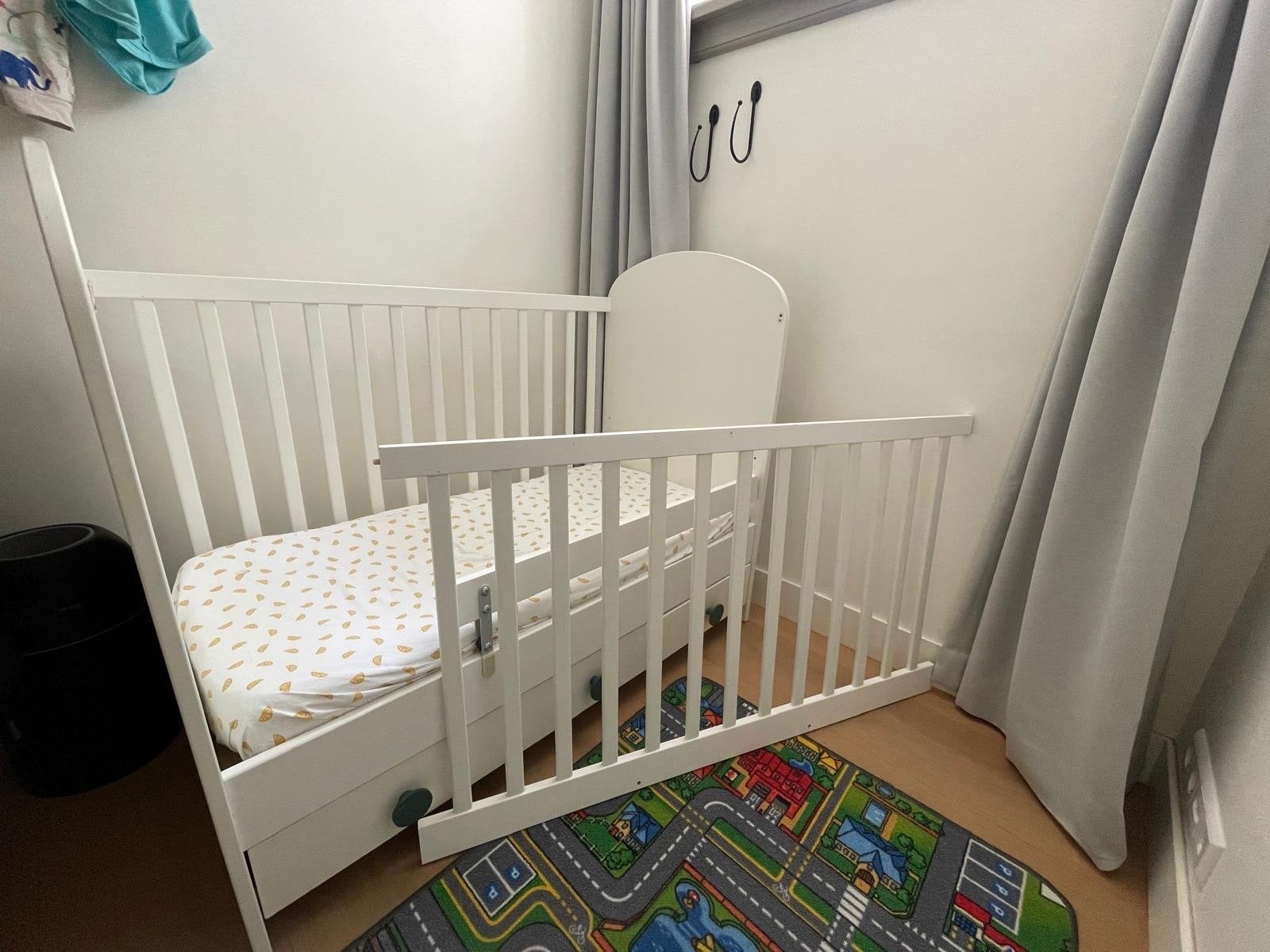 IKEA Gonatt ledikant/peuterbed - Wit, Ophalen, Wit, 190 cm of minder, Hout