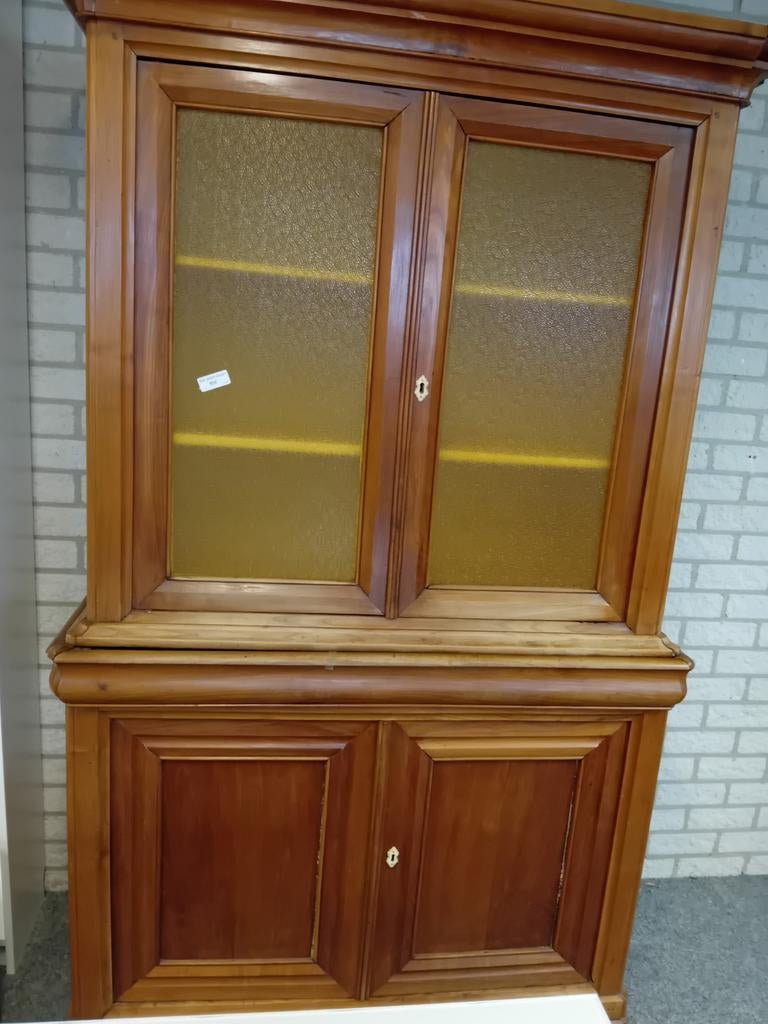 Mooie houten kast met glazen deuren 120,55,210, Ophalen