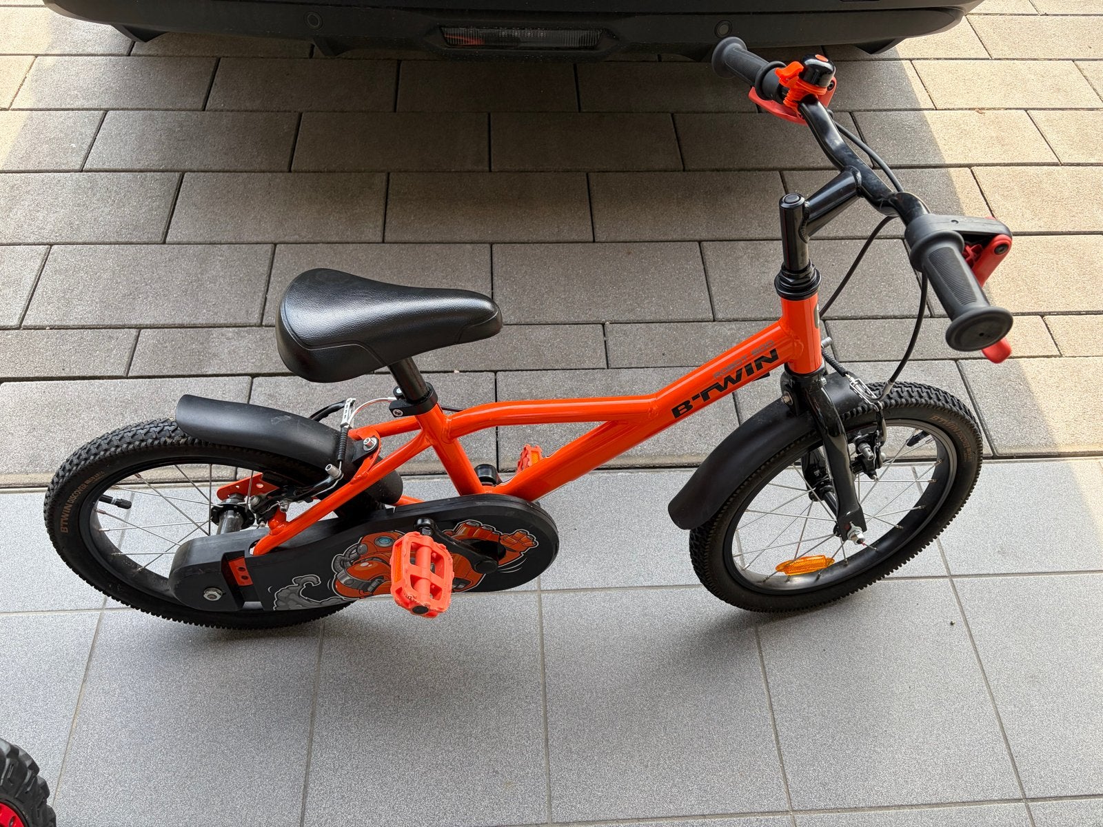 Btwin kinderfiets 16 inch - Oranje, Fietsen en Brommers, Ophalen, Zijwieltjes, 16 tot 20 inch, Velgrem