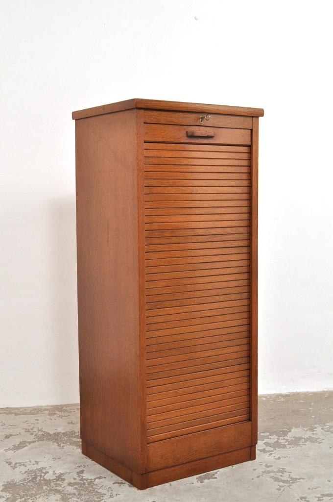 Vintage eiken roldeurkast archiefkast kast circa 1940, Minder dan 50 cm, Gebruikt, 100 tot 150 cm, Eikenhout