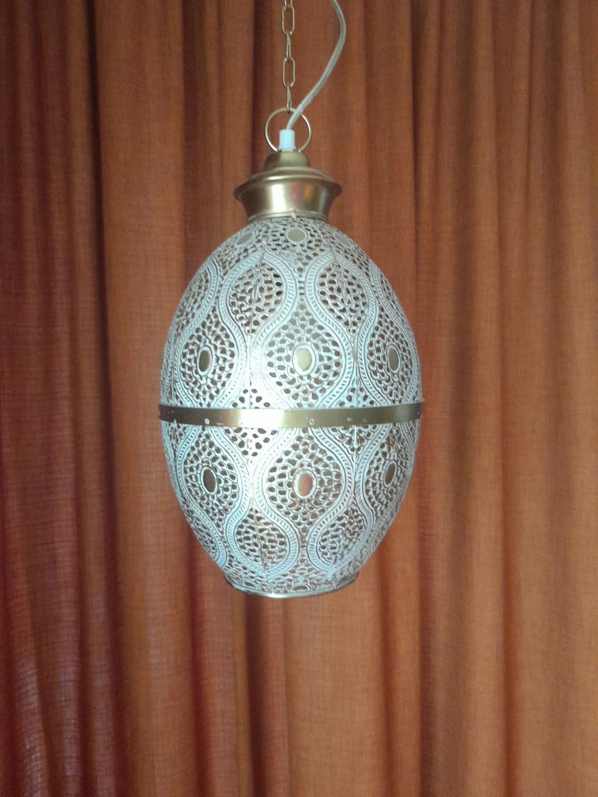 Goudkleurige hanglamp Indiase stijl, Gebruikt, Indiase stijl, Metaal, E27 (groot)