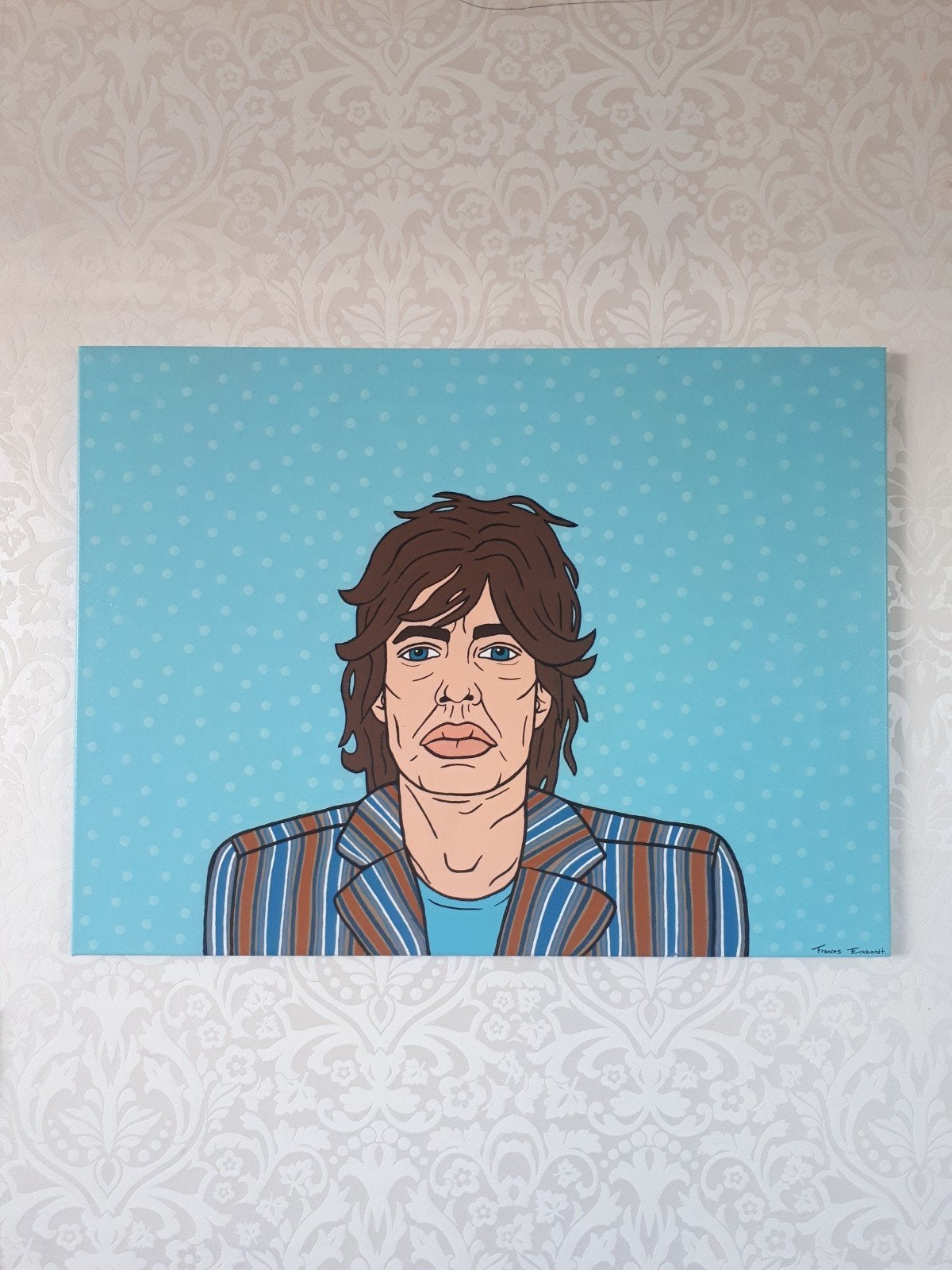 handgeschilderd The Rolling Stones Mick Jagger 60x80, Ophalen, Gesigneerd, Acrylverf, Muziek