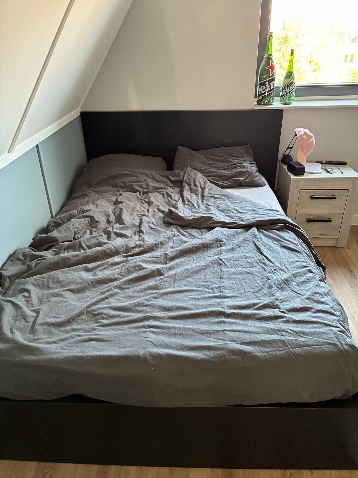 MOET NU WEG! Zo goed als nieuw IKEA MALM bed 140x200 cm, Ophalen, Zwart, Tweepersoons, 140 cm