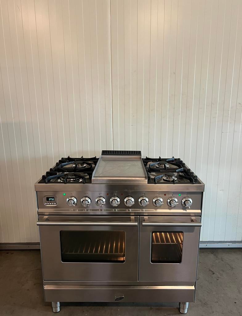 Luxe Boretti fornuis 6 pits rvs met frytop - 90 cm, Ophalen of Verzenden