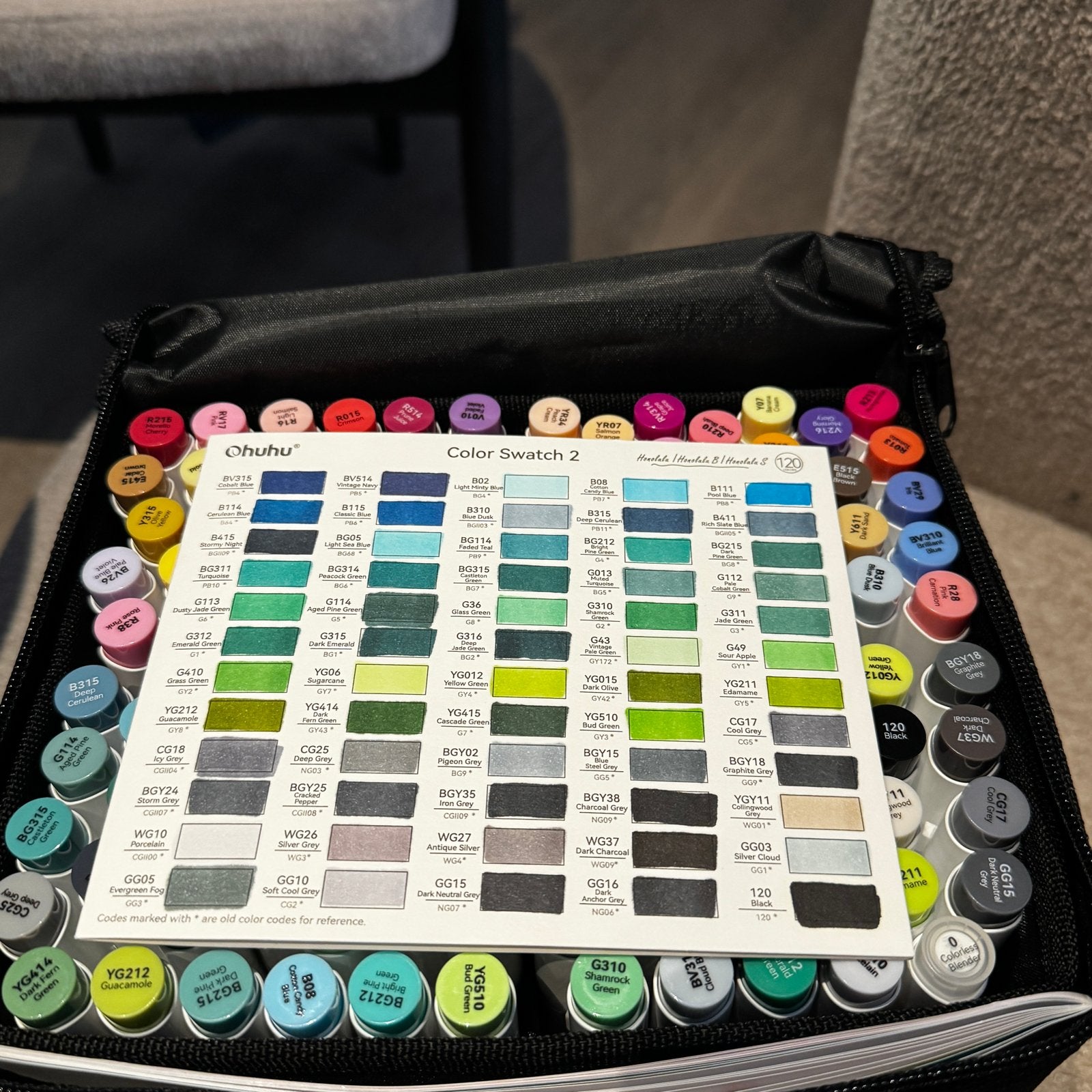 Ohuhu Honolulu Brush & Chisel 120 Kleuren Alcohol Markers, Ophalen of Verzenden, Zo goed als nieuw, Overige typen