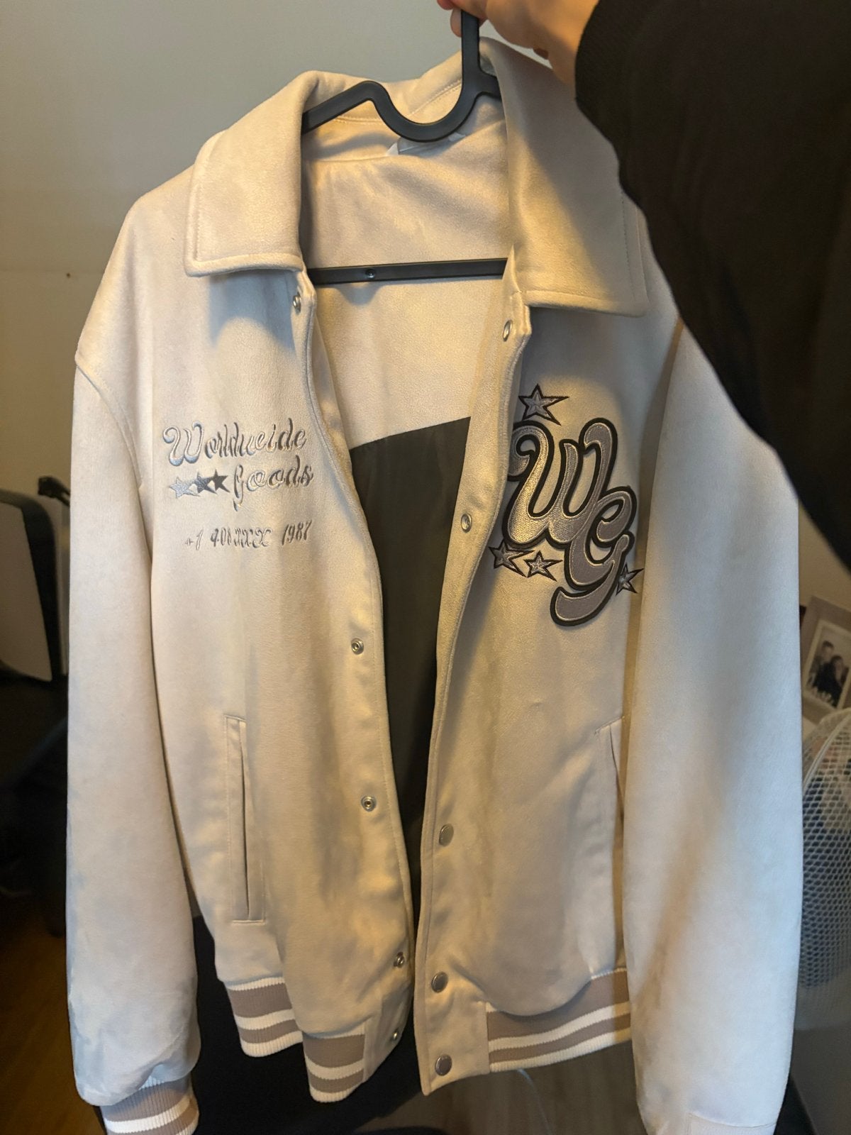 Beige Zara Varsity Bomberjack Maat M, Ophalen, Zo goed als nieuw, Maat 48/50 (M), Beige
