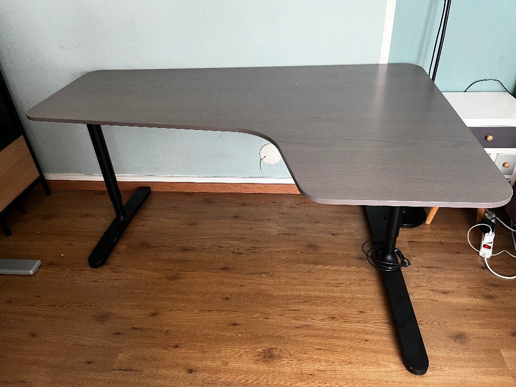 Groot L-buro ikea, Ophalen, 160 cm, Gebruikt, In hoogte verstelbaar