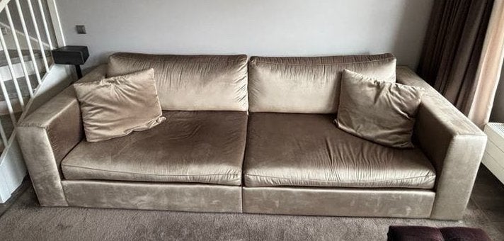 Luxe designbank 280 cm | fluweel/velvet | taupe, Ophalen, Gebruikt, Stof, Luxe