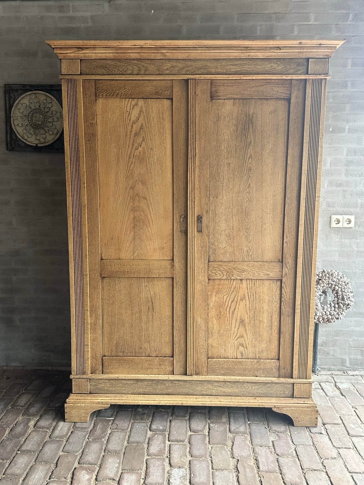 Prachtige oude eiken geloogde kast, circa 1900, Ophalen