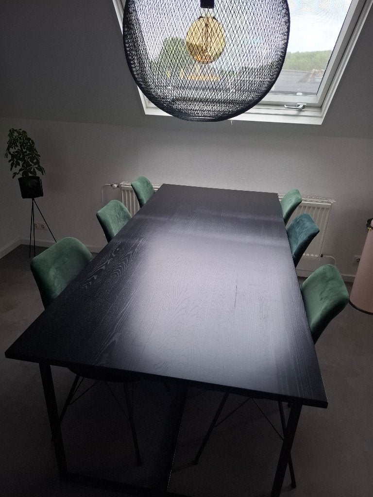 Moderne eetkamertafel inclusief stoelen, Ophalen, Gebruikt, 200 cm of meer, 50 tot 100 cm