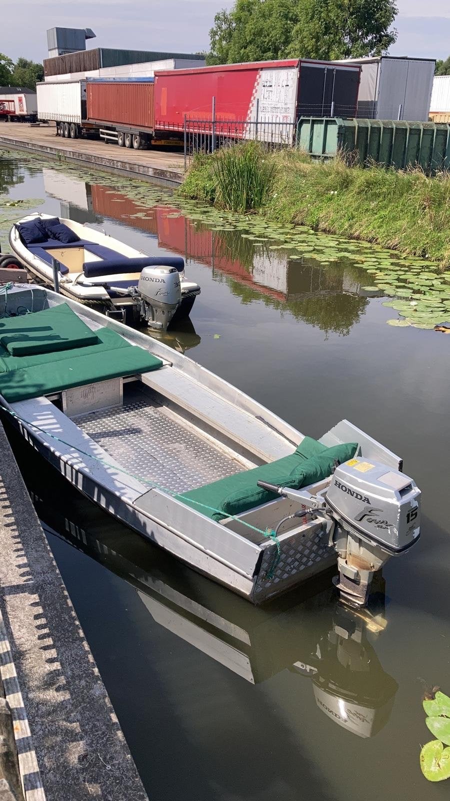 Aluminium boot met Honda 15pk buitenboordmotor, Watersport en Boten, Ophalen, Gebruikt, Aluminium, Buitenboordmotor