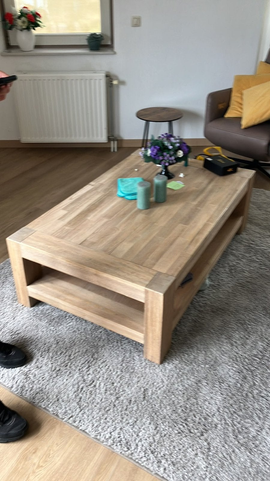 Salontafel whitewash eiken, Ophalen, 100 tot 150 cm, Eikenhout, 50 tot 100 cm