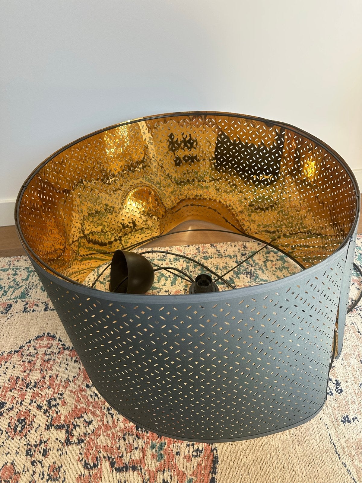 IKEA Blauwe Hanglamp met Gouden Binnenkant, Ophalen, Gebruikt, Metaal