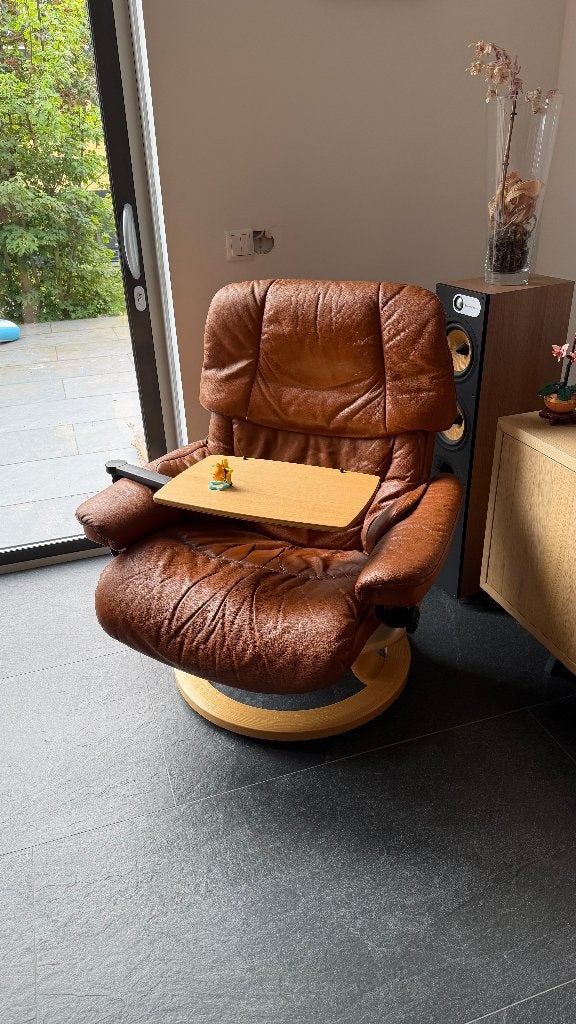 Stressless Relaxfauteuil met Hocker, Ophalen, Scandinavisch design, Gebruikt, 75 tot 100 cm