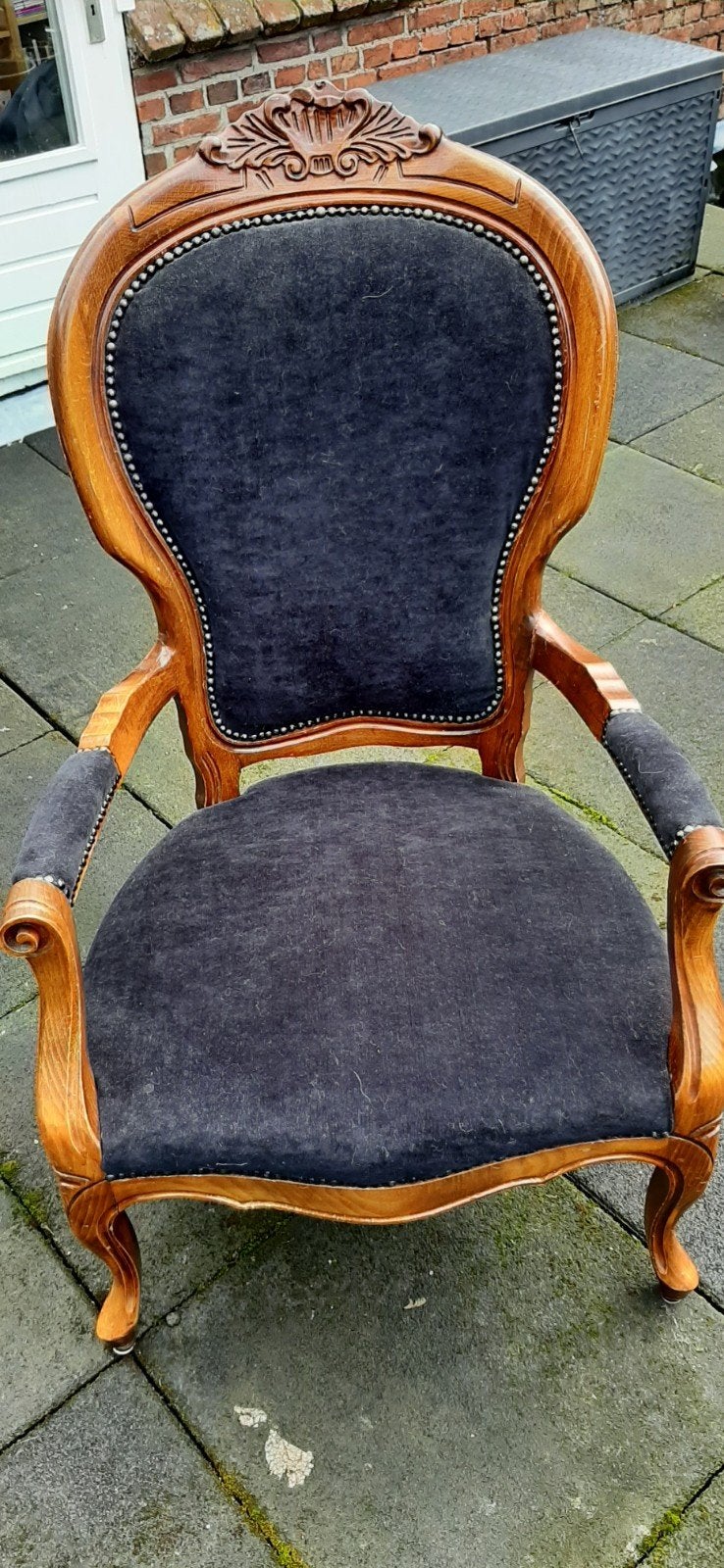 Mooie originele vinted stoel, zwarte bekleding, Antiek en Kunst, Ophalen
