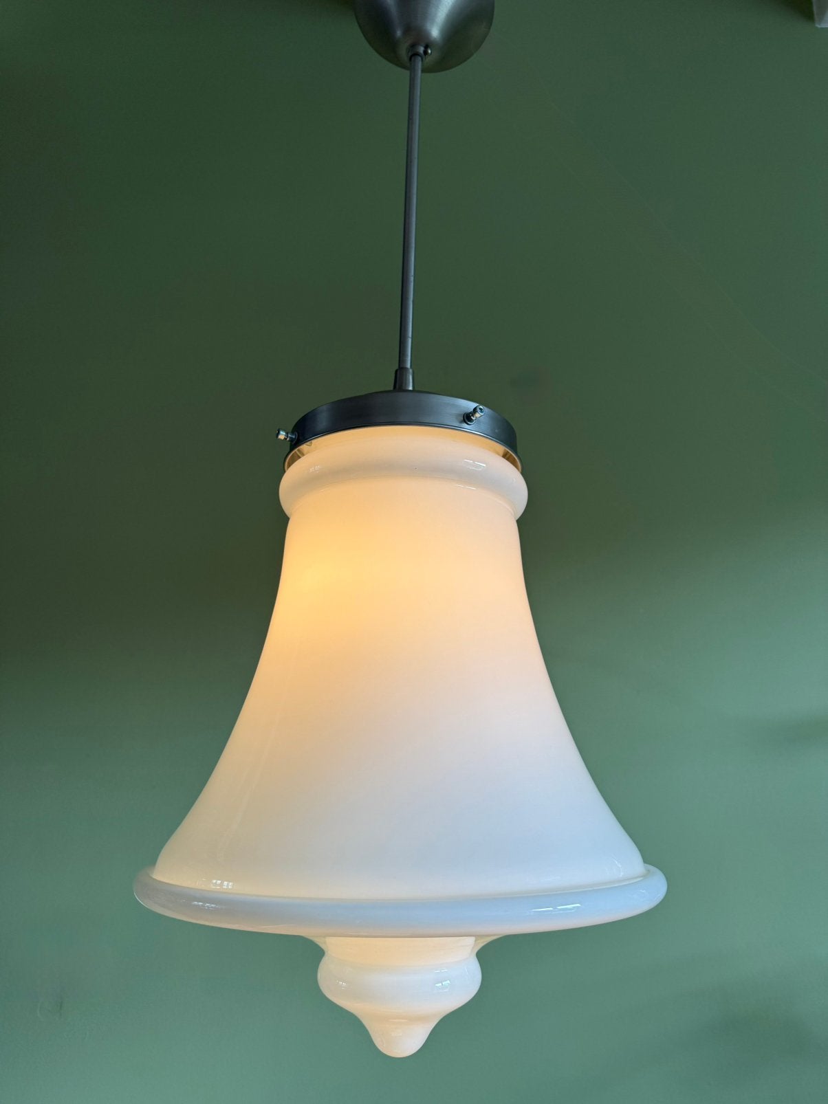 Hanglamp, opaline glas, Art Deco style, vintage, jr 80/90, Huis en Inrichting, Lampen | Hanglampen, Ophalen of Verzenden, Zo goed als nieuw