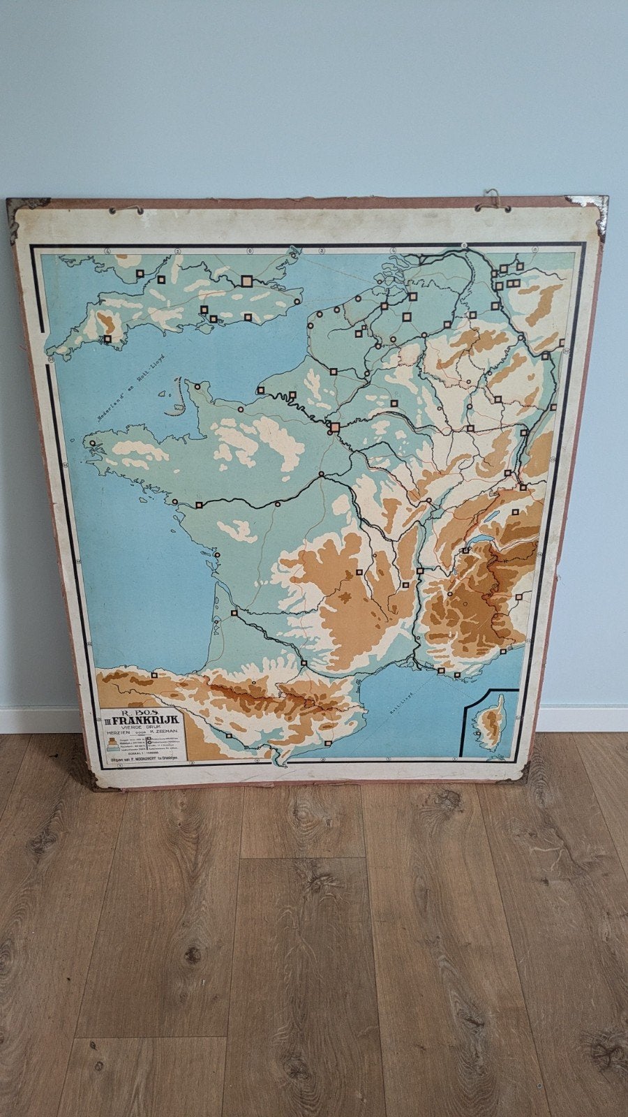 Schoolplaat Frankrijk, Antiek en Kunst, Antiek | Schoolplaten, Ophalen, Aardrijkskunde
