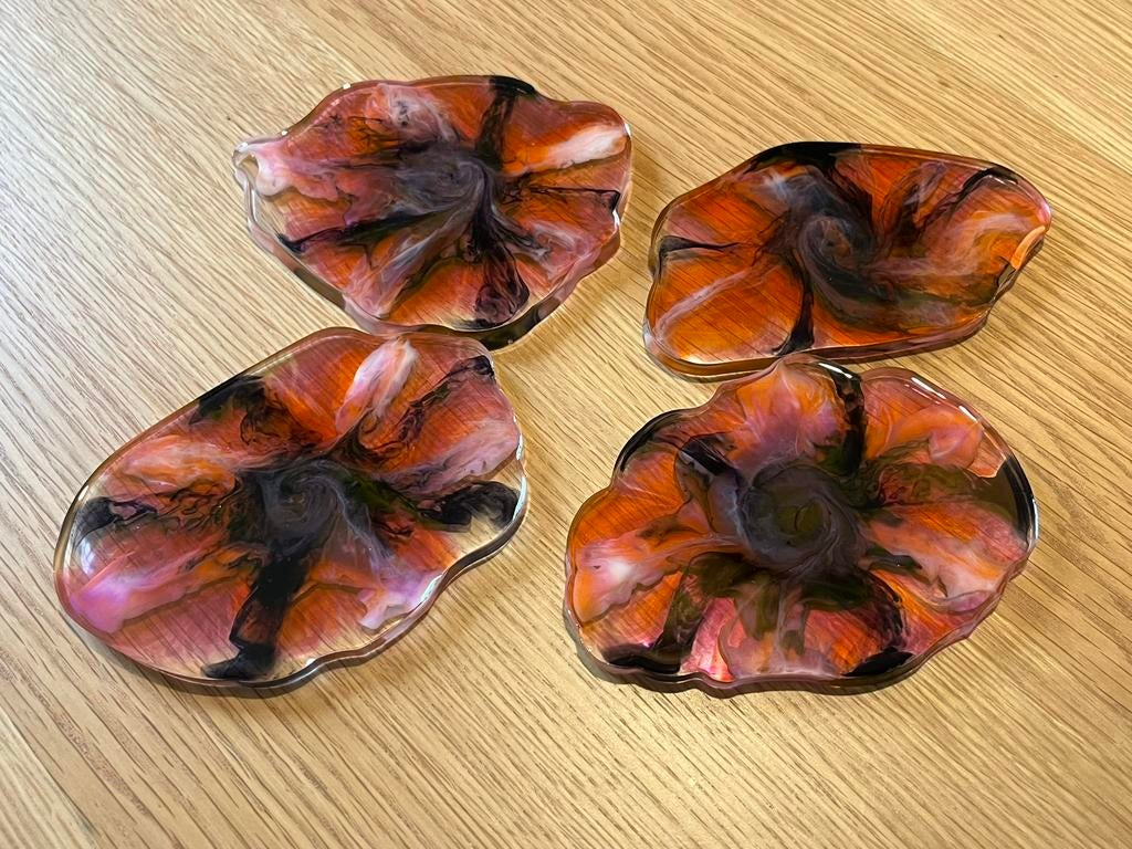 Obsedian flame epoxy set onderzetters  !, Ophalen of Verzenden, Nieuw