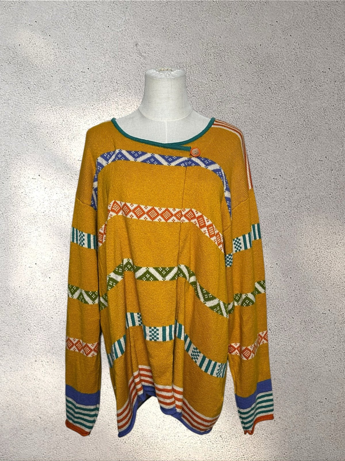Gudrun Sjödén Gele Gebreide Trui met Patroon Maat XL, Ophalen of Verzenden, Zo goed als nieuw, Maat 46/48 (XL) of groter, Geel