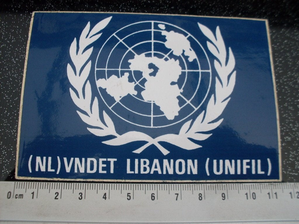 sticker (NL) vndet libanon (UNIFIL) logo embleem, Verzenden, Zo goed als nieuw, Bedrijf of Vereniging