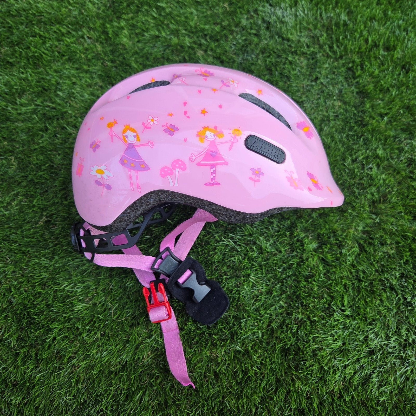 ABUS smiley 2.0 Roze Kinderfietshelm (45-50cm), Fietsen en Brommers, XS, Meisje, Ophalen of Verzenden, Zo goed als nieuw