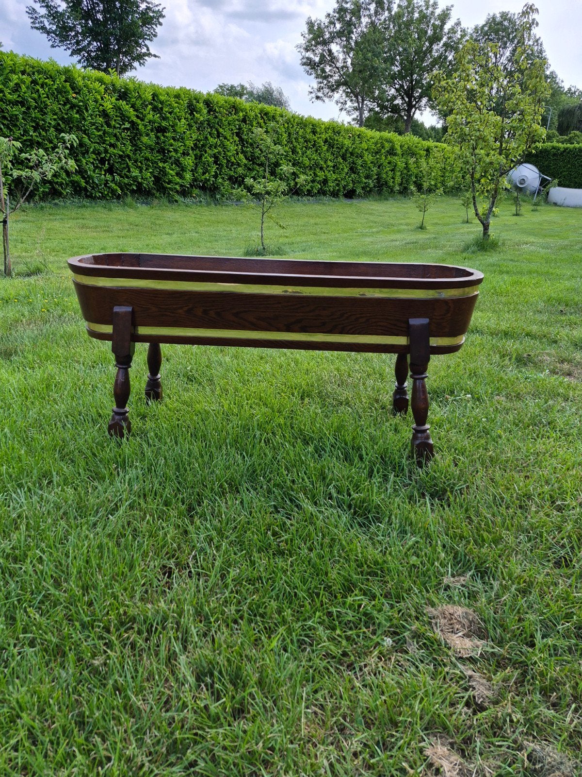 Brocante antieke eikenhouten plantenbak, Antiek en Kunst, Ophalen