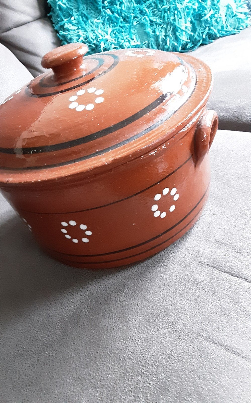 Aardewerken kookpot met deksel, handgeschilderd, Ophalen of Verzenden